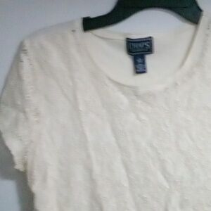 Chaps Women's White Lace Overlay Top